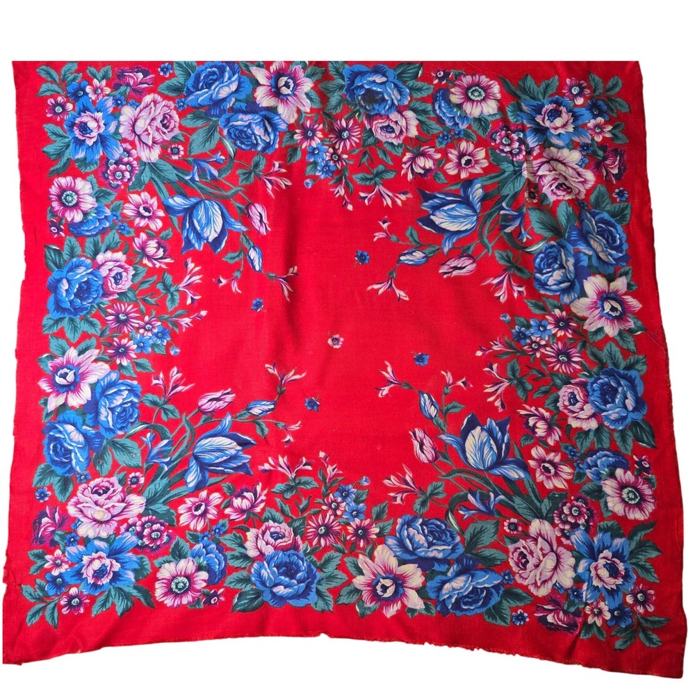 Head Neck Scarf Belt Shawl Stole Bandana Beach Cover-up Hankie Tie 30"x28" VTG